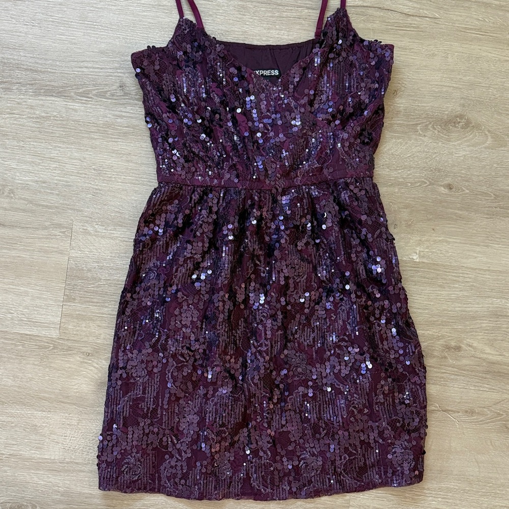 Express Plum Sequin Dress
